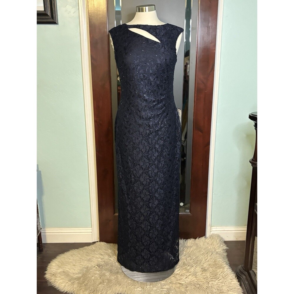 New Connected Apparel Sexy Beautiful Formal Cutout Sequin Dress Navy Size 8 $109